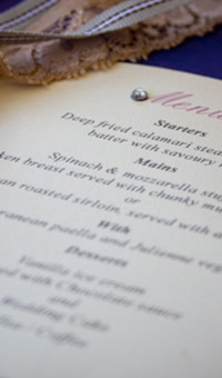 Handmade wedding menus by Golda Publishing